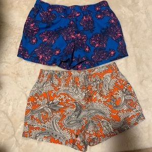 J. Crew (2)Shorts Cotton and Linen Blend Floral Elastic Waist Shorts size 2